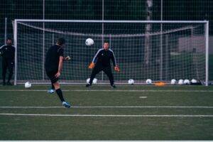 Simulation of person kicking a soccer ball